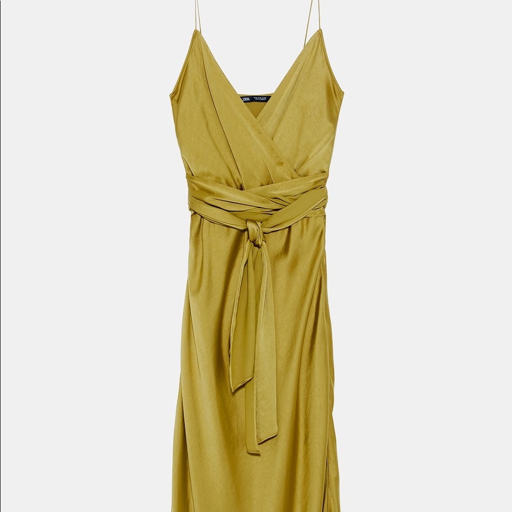 Zara NWT satin effect dress with belt